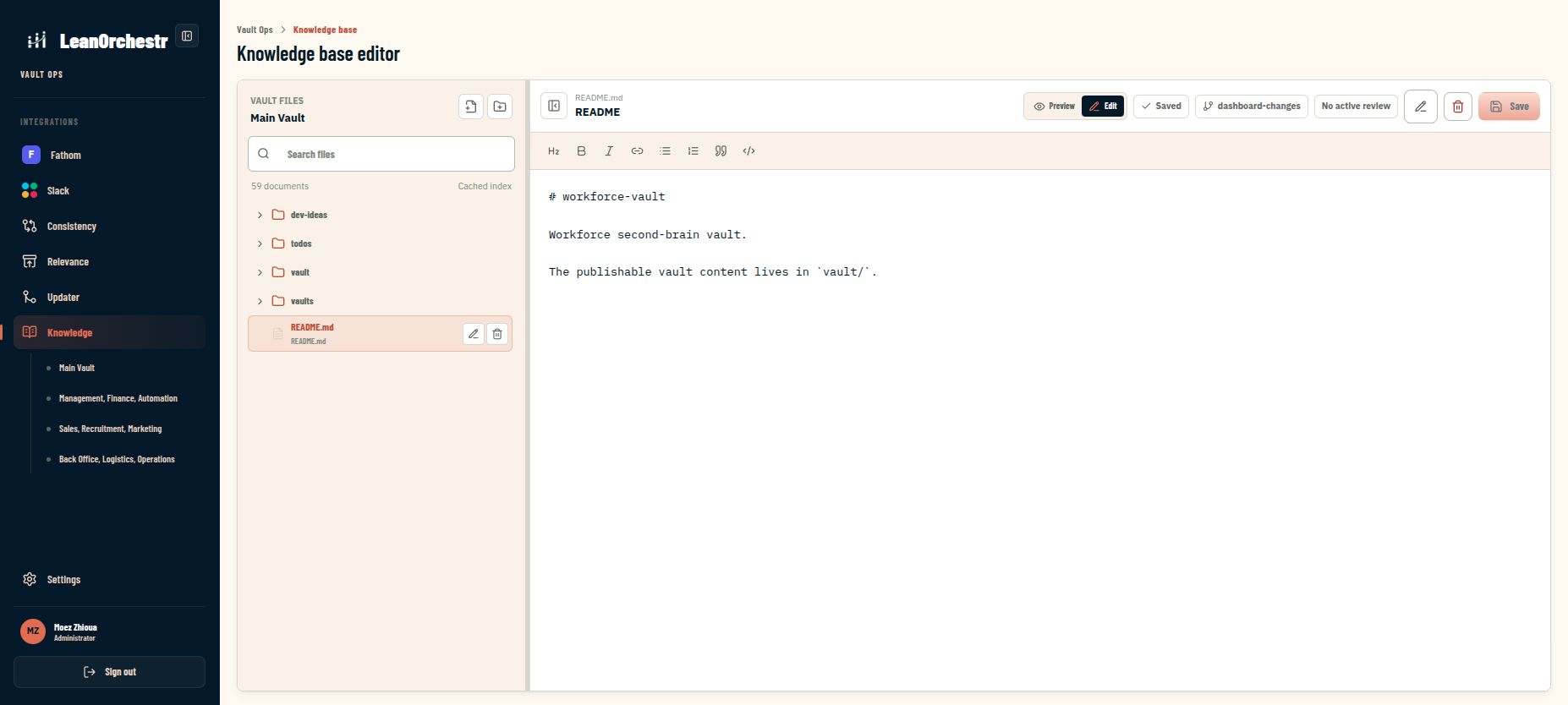 Controlled knowledge editing with saved and review states