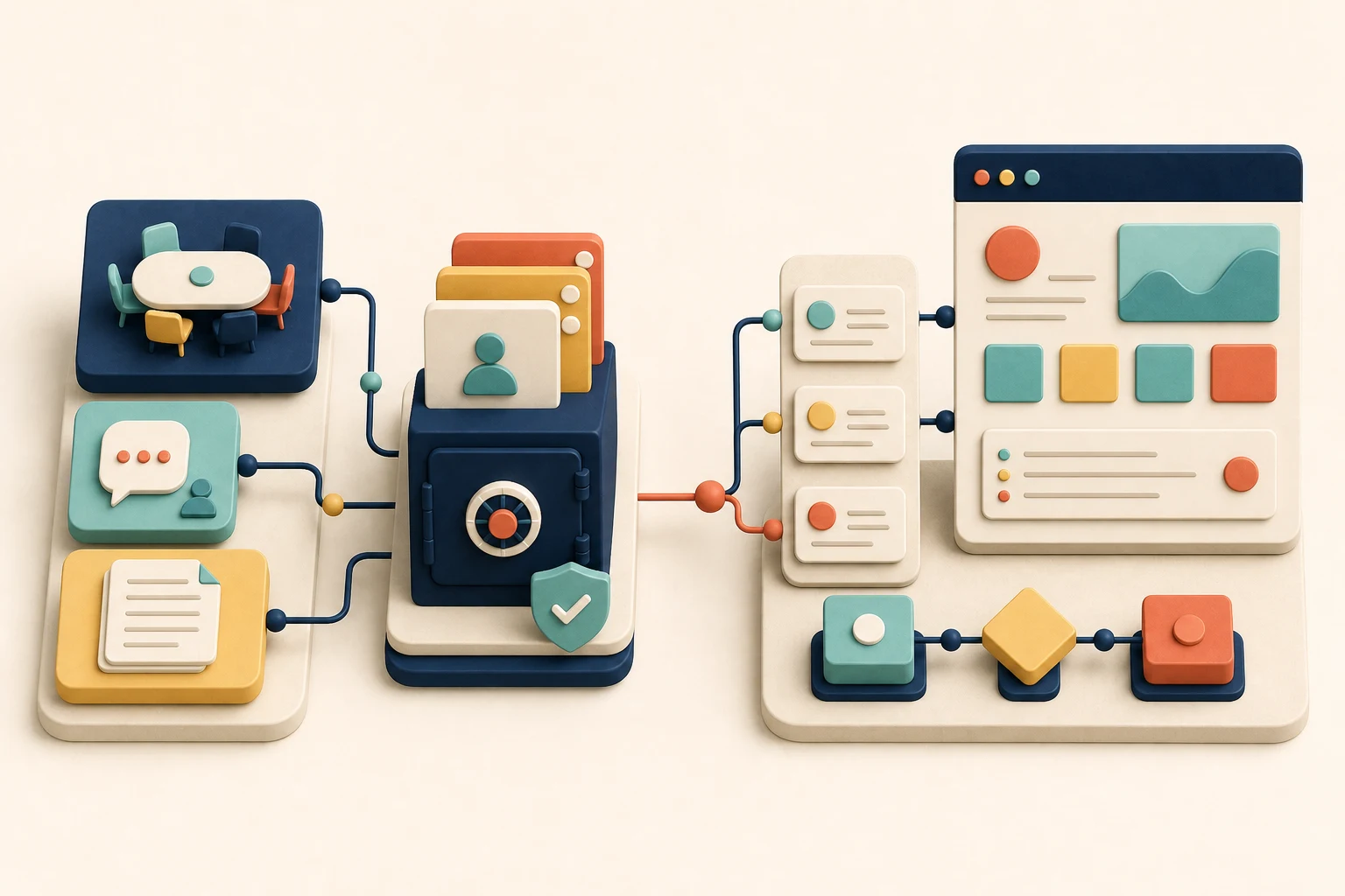 Connected knowledge and outreach systems represented as one modular operating environment