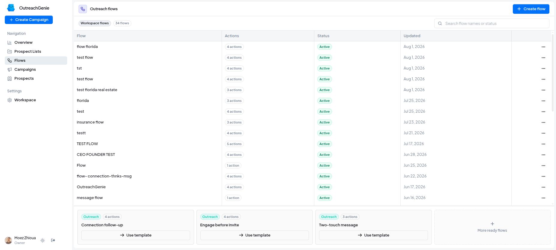 Outreach playbook templates in OutreachGenie