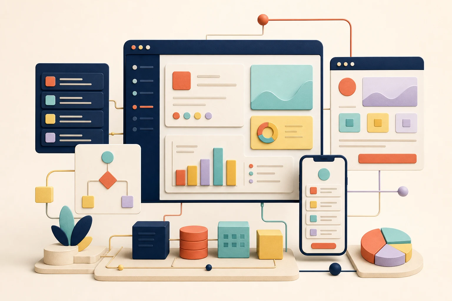 Modular custom business software assembled around a shared operational workspace